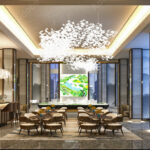 3d render luxury hotel lobby reception
